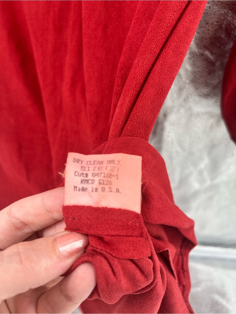Laundry Shelli Segal Red Suede-Look Long Sleeve Tie Front Mini Dress USA XS Sz 2 - Picture 11 of 16
